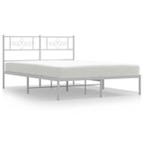 Metal Bed Frame without Mattress with Headboard White 135x190cm 355315
