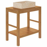 Bathroom Vanity Cabinet Solid Teak with Sink Marble Cream 3058160