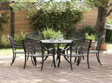 Garden Dining Set 7 pcs Black Aluminium 3334705
