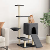 Cat Tree with Sisal Scratching Posts Dark Grey 130.5 cm 172042