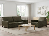 Sofa Set 2 pcs Army Green Faux Suede Fabric 3433125