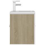 Sink Cabinet with Built-in Basin White and Sonoma Oak Engineered Wood 3071266