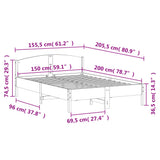 Bed Frame White Solid Pine Wood, Plywood King Size Durable 3216198