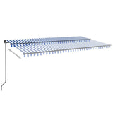 Manual Retractable Awning with LED 600x350 cm Blue and White 3069241