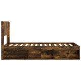 Bed Frame with Storage and Headboard Smoked Oak 100 x 200 cm 3414247