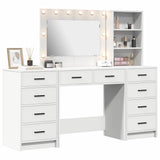 Dressing Table with Mirror Lights 3 pcs White Engineered Wood 3334209