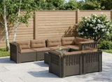 7-Seater Garden Sofa with Cushions Rattan Look PP Light Grey 3444172