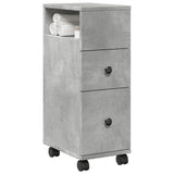 Narrow Bathroom Cabinet with Wheels Concrete Grey Engineered Wood 855235