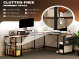 168cm Reversible L Shaped Desk, Industrial Corner Computer Desk with Adjustable Shelf and Storage T3398P329512