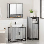 3 Piece Bathroom Furniture Set Grey Sonoma Engineered Wood 3300978