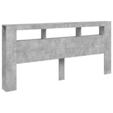 LED Headboard Concrete Grey 220x18.5x103.5 cm Engineered Wood 837375