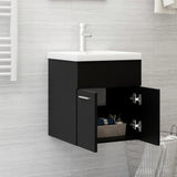 ZNTS Sink Cabinet with Built-in Basin Black Engineered Wood 3071262