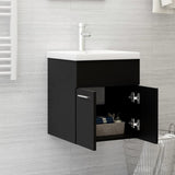 Sink Cabinet with Built-in Basin Black Engineered Wood 3071262
