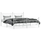 Metal Bed Frame without Mattress with Footboard White 180x200cm 374410