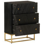Chest of Drawers Black 55x30x76 cm Solid Wood Mango and Iron 372025