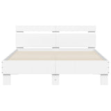 Bed Frame White Engineered Wood Double Modern Bed Frame 3207427