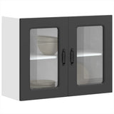Kitchen Wall Cabinet with Glass Door Kalmar Black Engineered Wood 853608