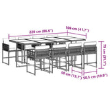 9 Piece Garden Dining Set with Cushions Brown Poly Rattan 3211461