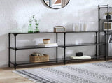 Console Table with Black Glass Top 194.5x30x81 cm Steel 846035