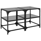 Coffee Tables with Black Glass Top 2 pcs 40x40x45 cm Steel 846005
