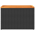 Garden Side Tables 2pcs Black 55x34x37cm Poly Rattan Solid Wood 365980