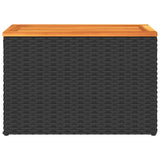 Garden Side Tables 2pcs Black 55x34x37cm Poly Rattan Solid Wood 365980