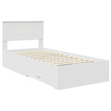 Bed Frame White and Silver 75 x 190 cm Engineered Wood 3408326