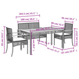 4 Piece Garden Dining Set with Cushions Grey Poly Rattan 3213576