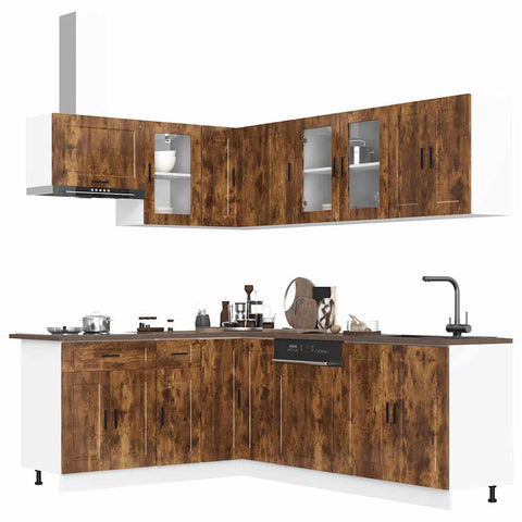 ZNTS 11 Piece Kitchen Cabinet Set Porto Smoked Oak Engineered Wood 3314906