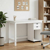 Desk Cabinet Set 2 pcs White Solid Pine Wood 3438776