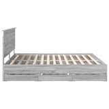 Bed Frame with Drawer Grey Sonoma 200 x 200 cm Engineer Wood 3411087