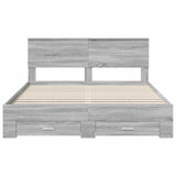 Bed Frame with Drawer Grey Sonoma 160 x 200 cm Engineered Wood 3410875