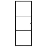 Interior Door ESG Glass and Aluminium 76x201.5 cm Black 151198