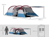 Camping Tent, Large Tunnel Tent with Bedroom and Living Area, 2000mm Waterproof, Portable with Bag T3398P349051