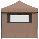 Foldable Party Tent Pop-Up with 4 Sidewalls Brown 4004956