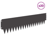 Lawn Edging 20 pcs 103 x 25 cm metal Black 8008288