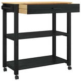 Kitchen Trolley MONZA Black 84 x 40 x 88.5 cm Solid Pine Wood 42027039
