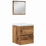 Bathroom Furniture Set 2 pcs Old Wood and White Engineered Wood 3393510
