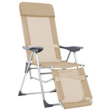 Folding Camping Chairs with Footrests 2 pcs Cream Textilene 360147