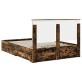 Bed Frame with Drawer Smoked Oak 140 x 200 cm Engineered Wood 3411300