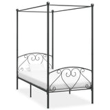284441 Canopy Bed Frame without Mattress Grey Metal 100x200 cm