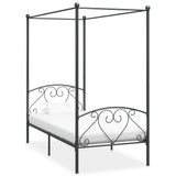 Bed Frame Grey Metal Single Durable Bed Frame Rectangular 284441