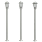 ZNTS Outdoor Floor Lamps 3pcs Silver 120 cm Stainless Steel 4006384