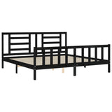 Bed Frame without Mattress Black 200x200 cm Solid Wood Pine 3192905