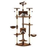 Cat Tree with Sisal Scratching Posts 203 cm Brown and White 170528
