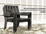 Seven-Piece Minimal Metal Garden Dining Set, with Parasol Hole - Black T3398P319949
