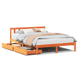 Bed Frame without Mattress Wax Brown 135x190 cm Double Solid Wood Pine 3301488