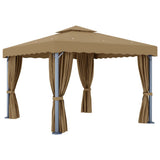 Gazebo with Curtain 3x3 m Taupe Aluminium 3068557