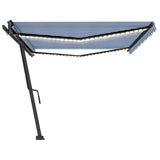 Manual Retractable Awning with LED 500x350 cm Blue and White 3069861