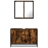 2 Piece Bathroom Furniture Set Smoked Oak Engineered Wood 3300892